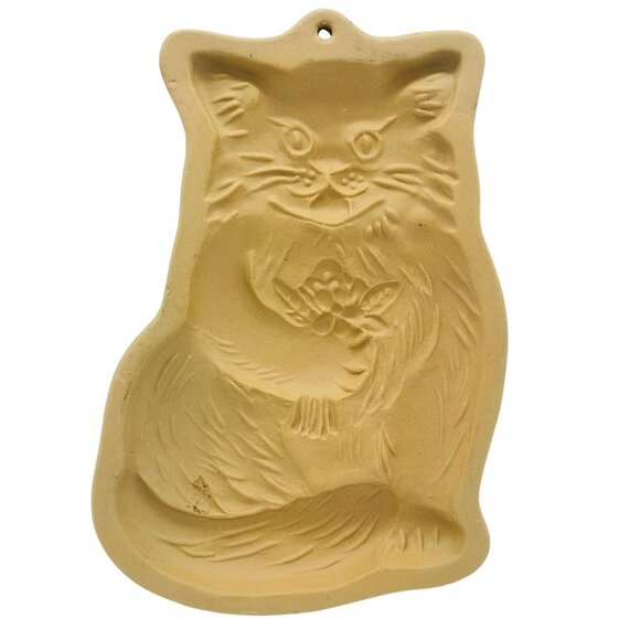 Brown Bag Cookie Art Other - Vtg 80s Brown Bag Cookie Art Cat With Flowers Bouquet Shortbread Mold Ornament